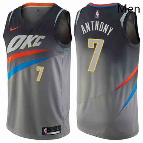 Mens Nike Oklahoma City Thunder 7 Carmelo Anthony Swingman Gray NBA Jersey City Edition